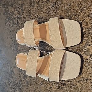 Joie Nolita Linen Open Toe Wide Strap Sandals Womens 10 NWT